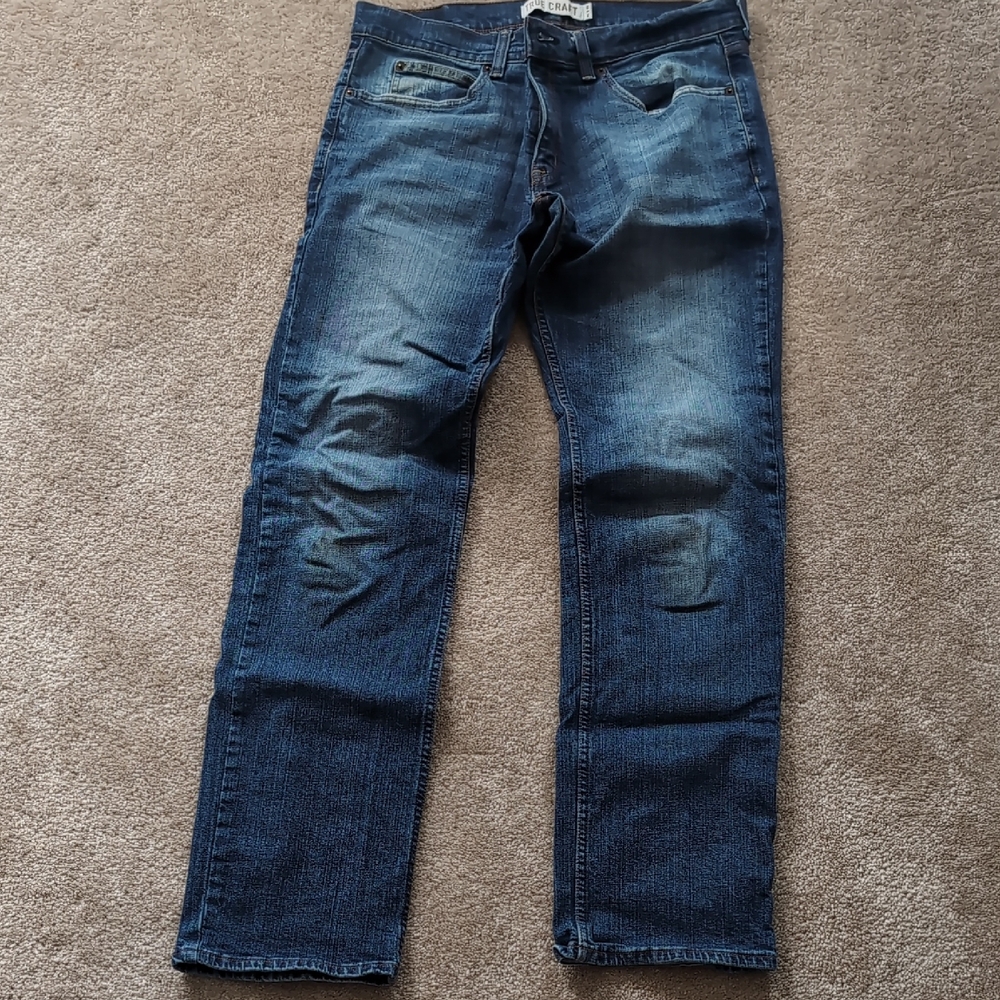 True Craft Men's Dark Blue Straight Jeans 33x34